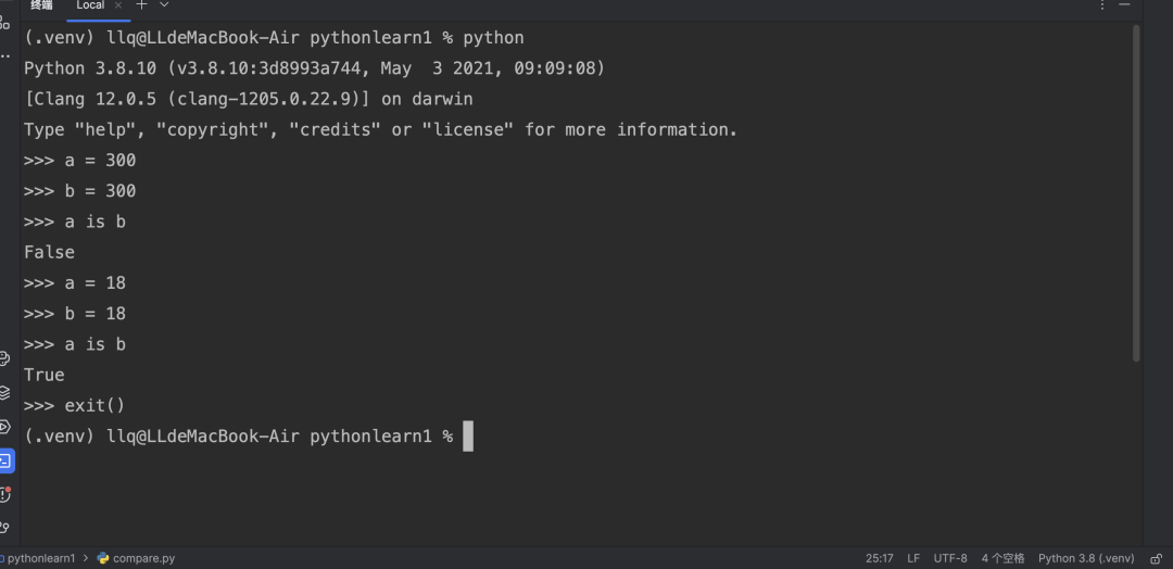 Comparison and Identity Example