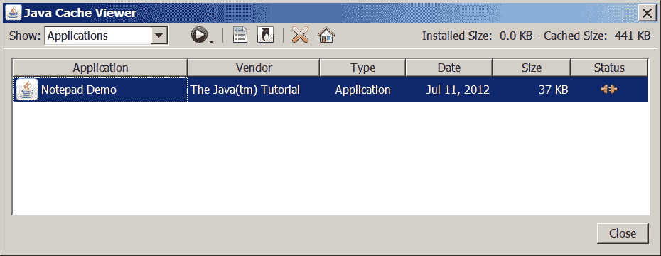 Java Cache Viewer application screenshot