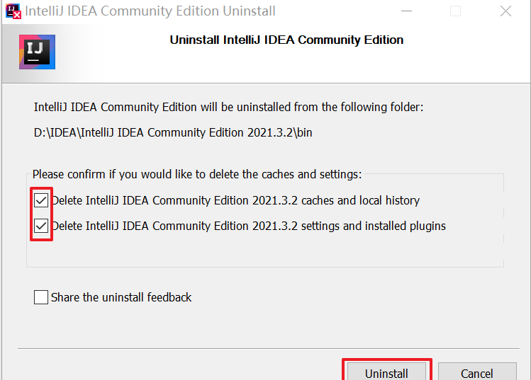 Uninstall options