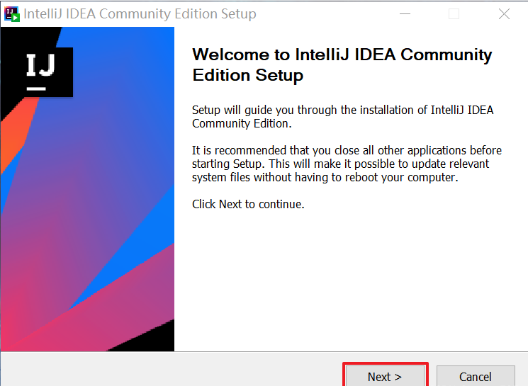 Welcome screen