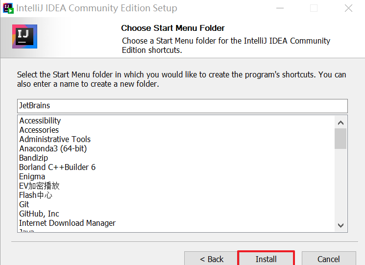 Install button